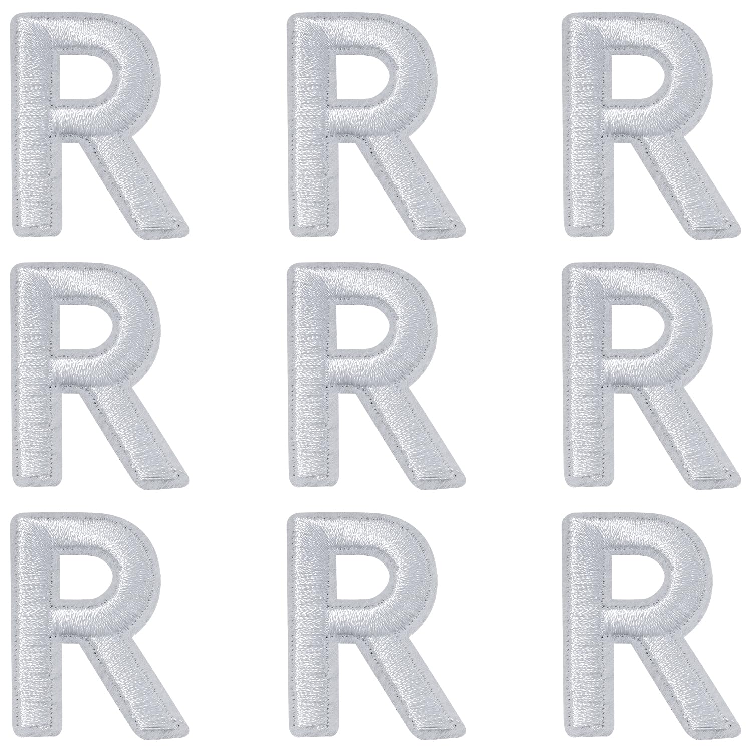 IANZE 9PCS Iron on Letter Patches, White Letter R Patches Embroidered Letter Patch for Clothing, Jeans, Hats, T-Shirts, Backpacks, Etc. (White-R)