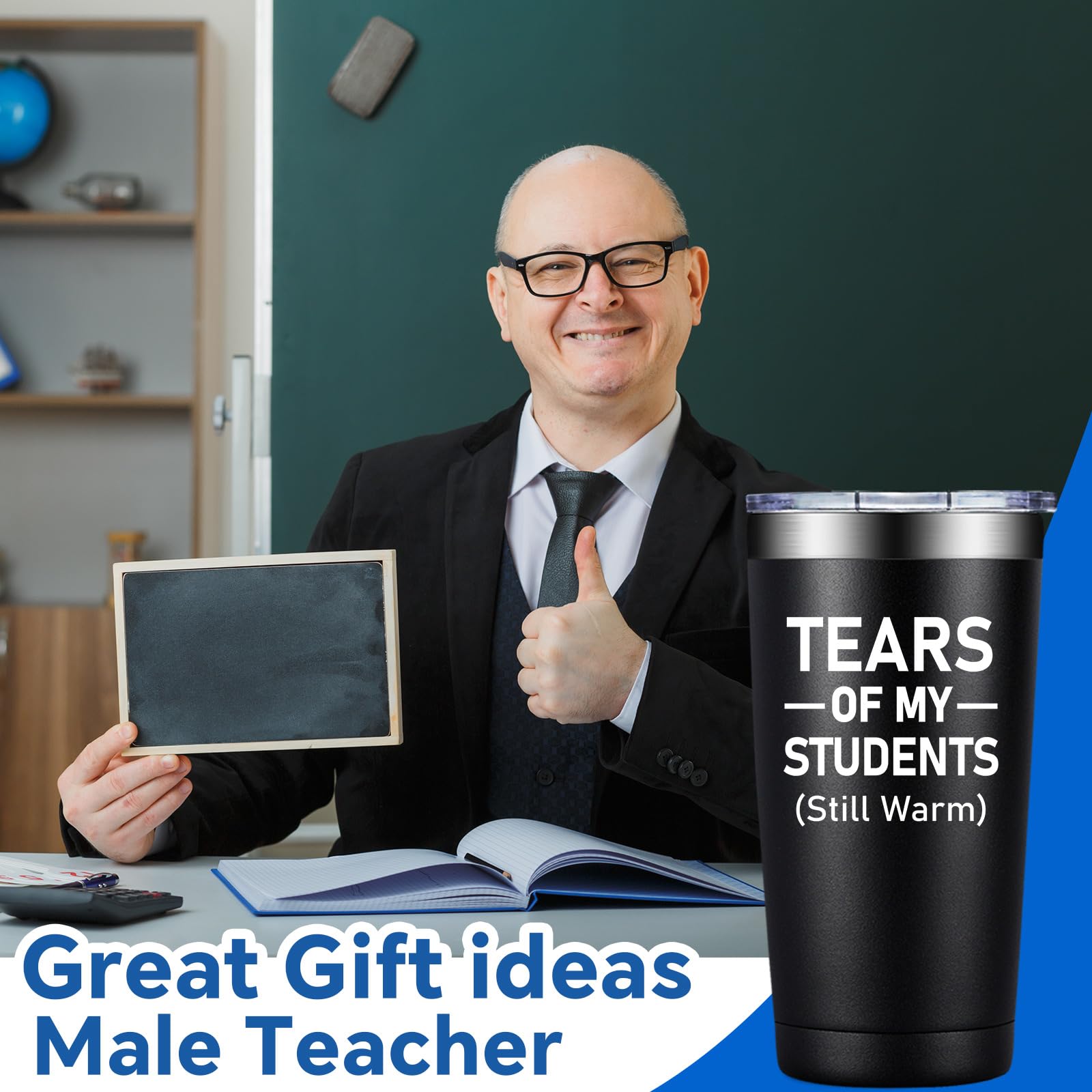 Regalos de agradecimiento para profesores, lágrimas de estudiantes, regalos para maestros para hombres, Navidad, San Valentín, regalos de jubilación para estudiantes de forma de profesor, vaso