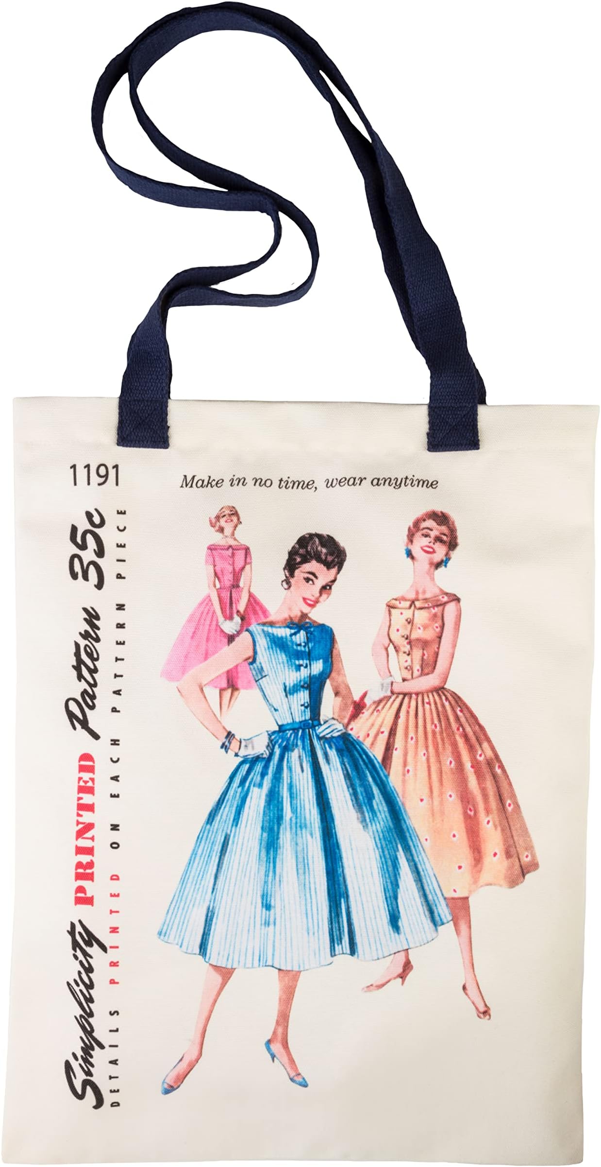 Simplicity Vintage Fashion 1950's ''Make in No Time'' Shoulder Tote Bag, 12.75'' x 16''