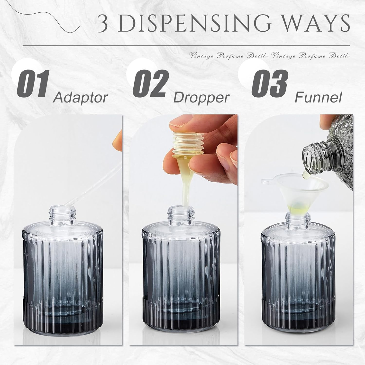 Teenyyou 12 Pcs 30/50/100ml Empty Glass Perfume Bottles Bulk Pack for Perfume Makers Refillable Atomizer Cologne Bottles DIY Vintage Fragrance Packaging Glass Bottling Supplies (Black,50 ml)