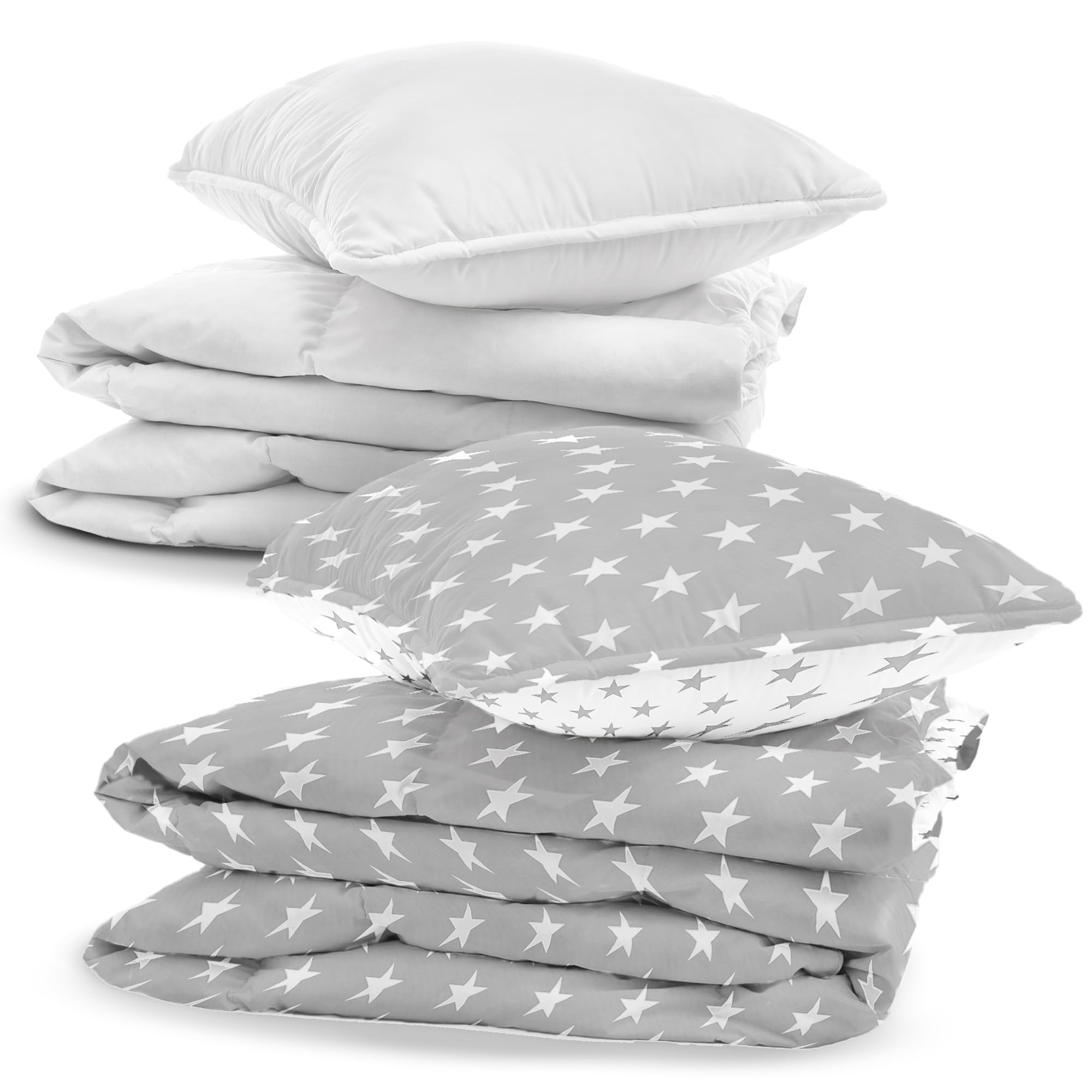 Ropa de Cama para bebé 90x120 cm de algodón - Juego Infantil de Funda de edredón y Funda de Almohada 40x60 cm con edredón y Almohada para niños pequeños, niños y niñas Ropa de Cama Oeko-Tex