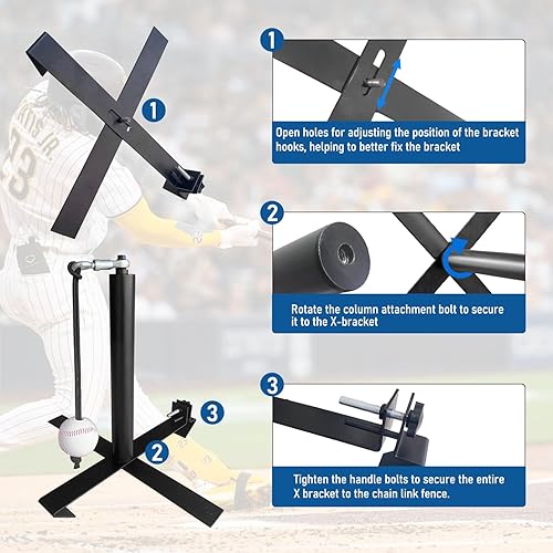 Miniatura 3 de Entrenador portátil de béisbolsóftbol con pelota atada, sistema de entrenamiento de swing de béisbol, fácil configuración en entrenamiento de bateo