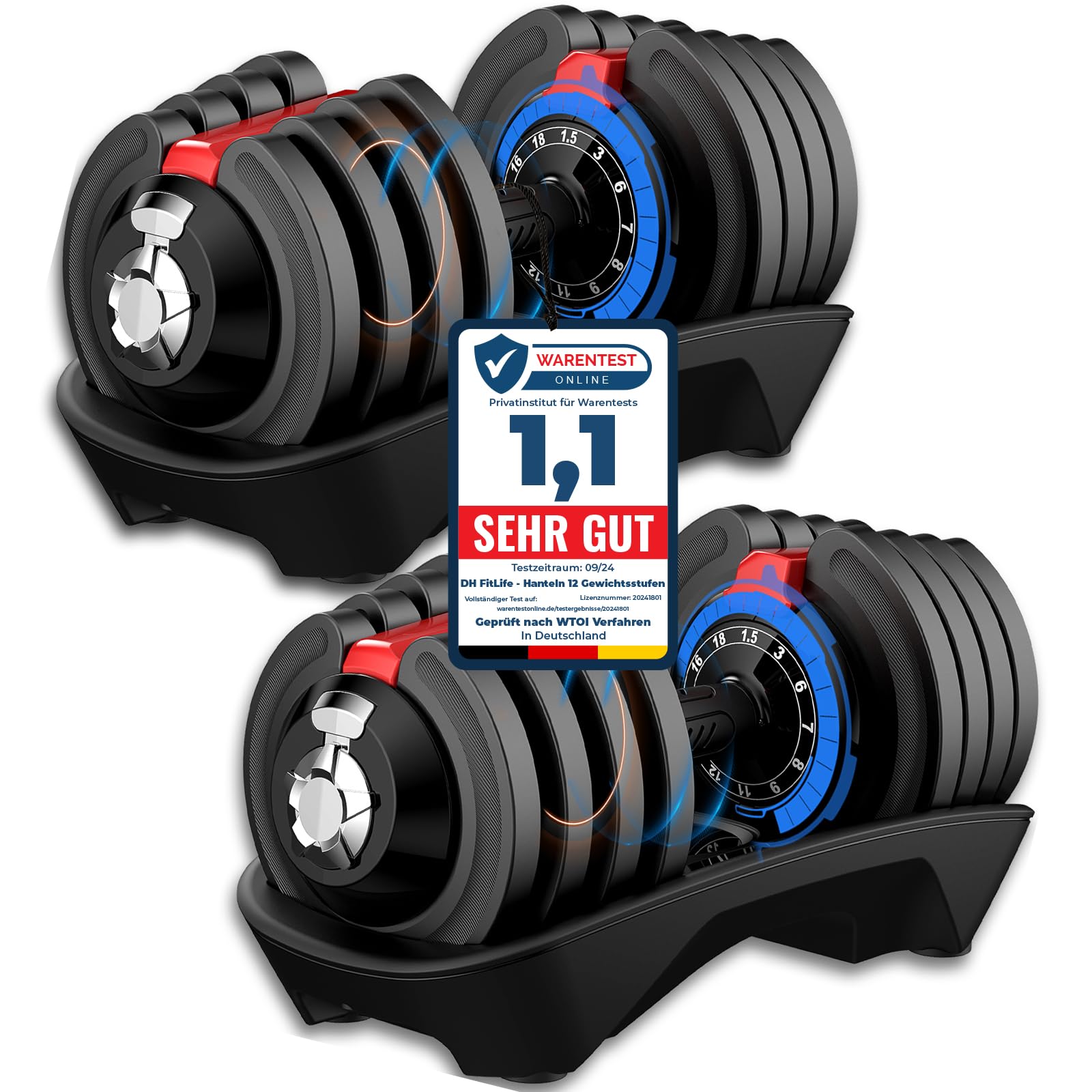 DH FitLife Verstellbare Kurzhantel 18/24 kg