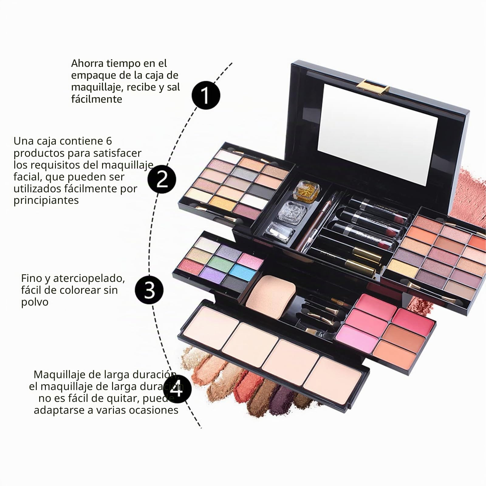 Calendario de Adviento 2024, juego de maquillaje, 39 colores, juego de regalo multifunción, selección de vacaciones, caja de belleza con paleta de sombras de ojos, pintalabios, colorete, rímel