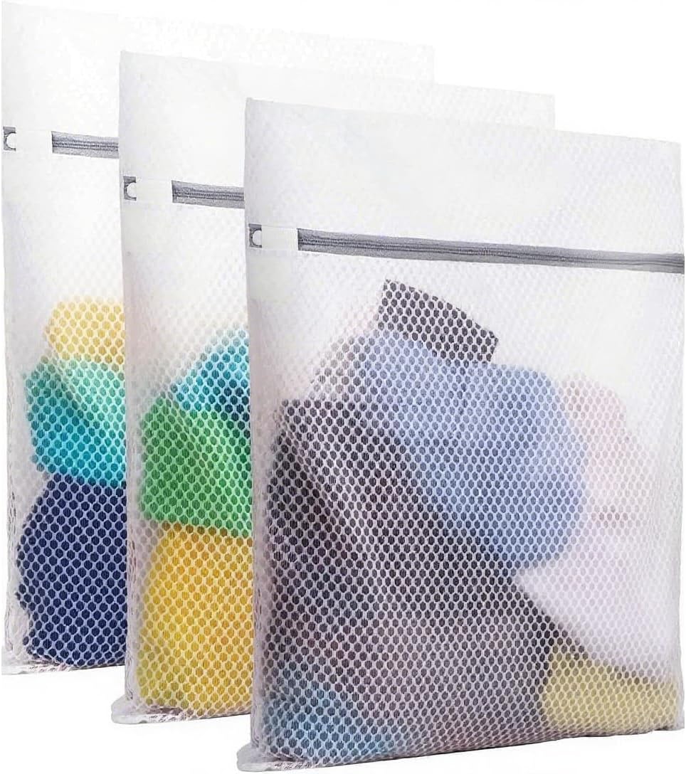 PrettyCare 3 Large (16x19inch) Mesh Laundry Bags for Delicates, Durable Honeycomb Wash Bags with Premium Zippers - Laundry Essentials Mesh Bags for Lingerie, Bras, Socks, Sweater, Travel & Organizing - Amazon product rated Grade B