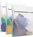Shoe Washing Machine Bags, 3 Pack Large Mesh Laundry Bags for Sneakers, Gym Shoes, Trainers, with Hidden Zipper and 125 Honeycomb Fabric, 7 x 15 Inch, Washer & Dryer Safe