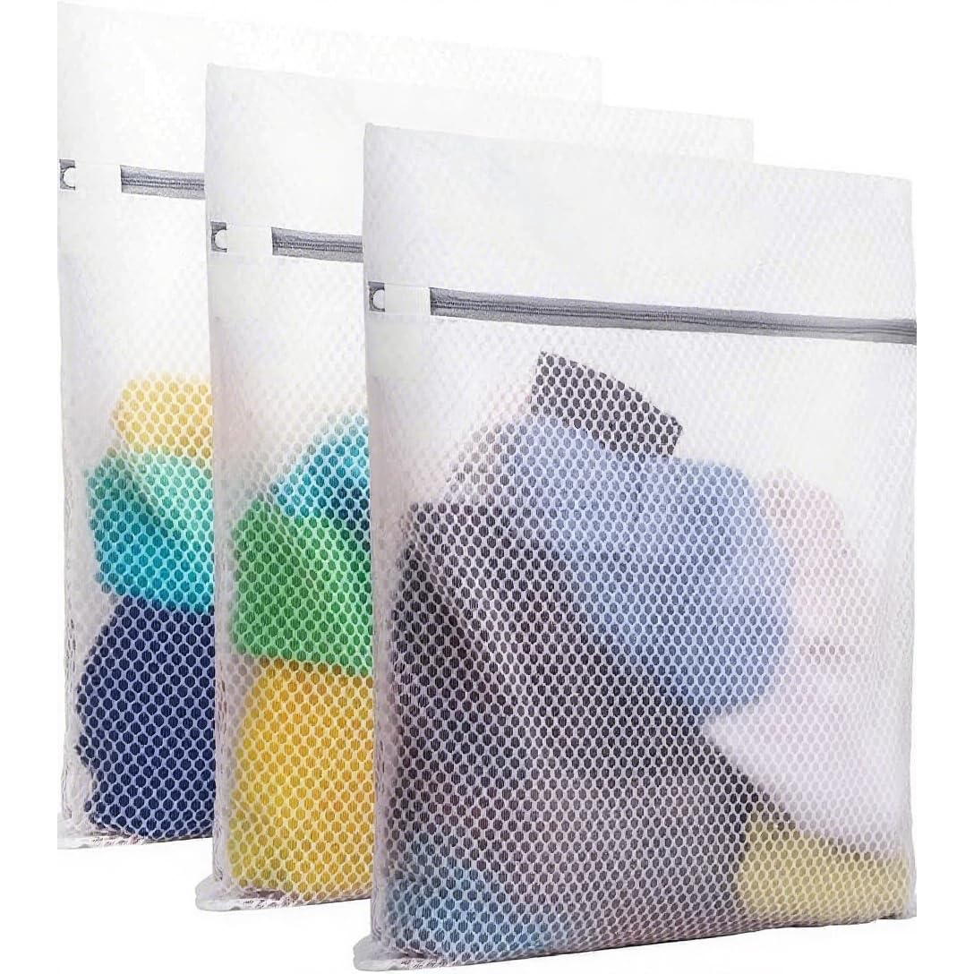 PrettyCare 3 Large 16x19inch Mesh Laundry Bags for Delicates Durable Honeycomb Wash Bags with Premium Zippers - Laundry