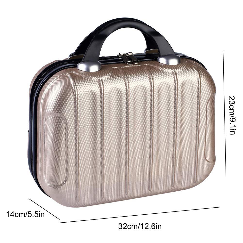Kosmetyczka 35 cm, przenośny organizer podróżny, z elastycznymi paskami i podstawą odporną na zarysowania do kosmetyków, makijażu, podróży, Szampański, Wspólne