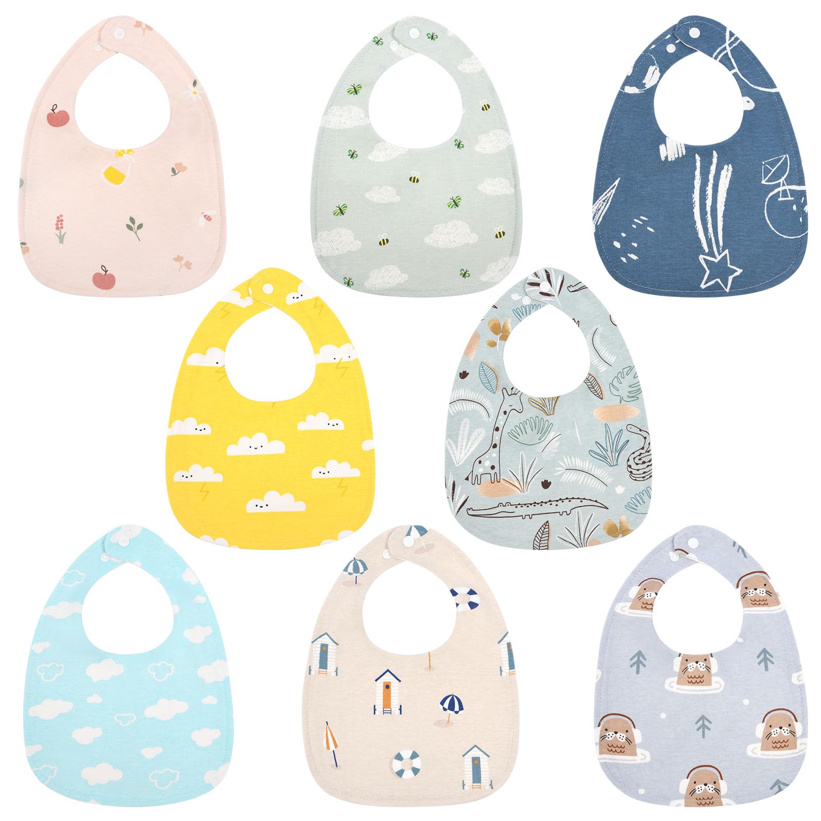 Vicloon Baby Bandana Dribble Bibs, 8 Pack Teething Bib Set
