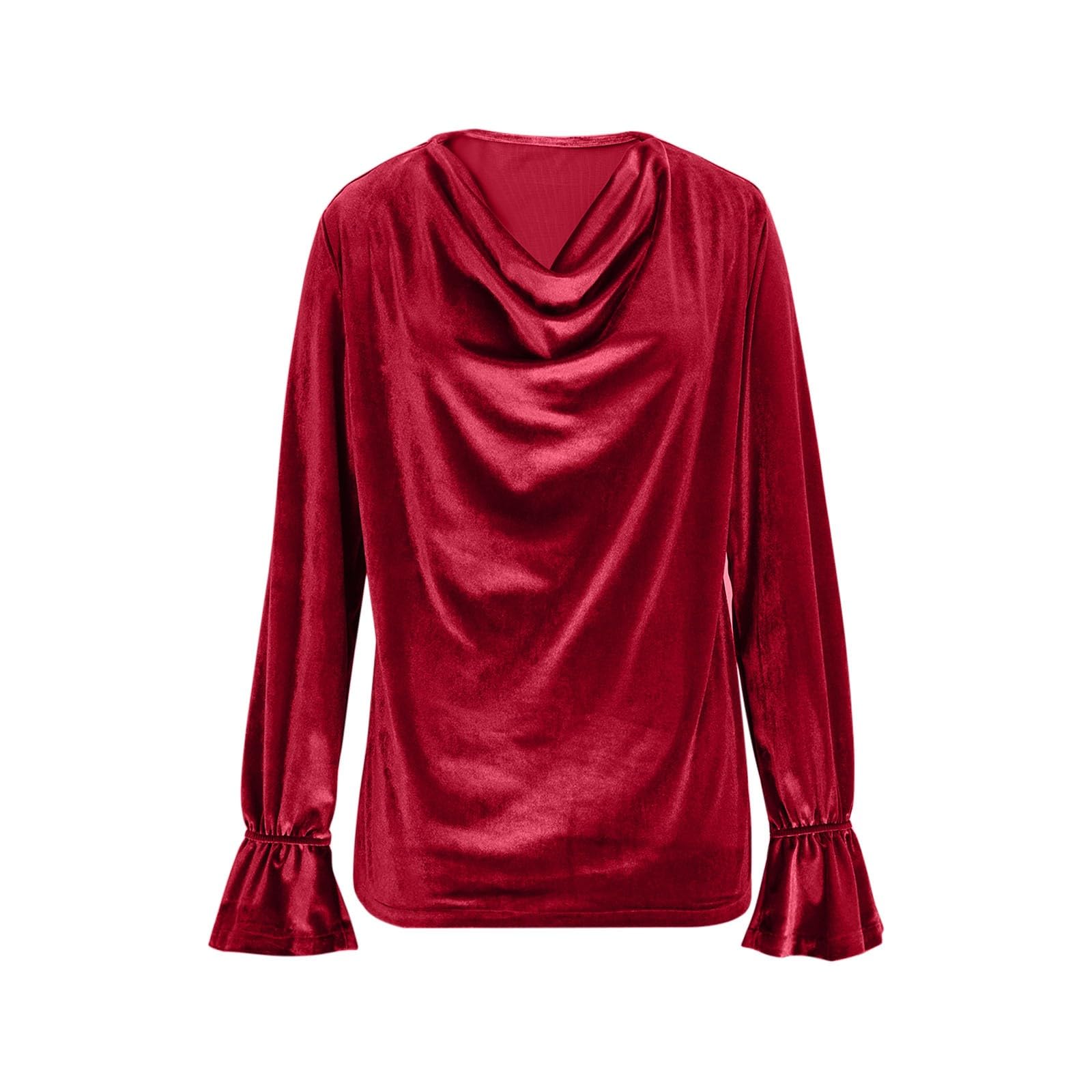 KHIRVWL Top Donna Elegante in Velluto Unito Maniche Lunghe Tops Pizzo Maglietta con Glitter Sexy Taglie Forti Camicetta Brillantini Maglia da Sera Curvy Camicia Oro per Feste e Serate