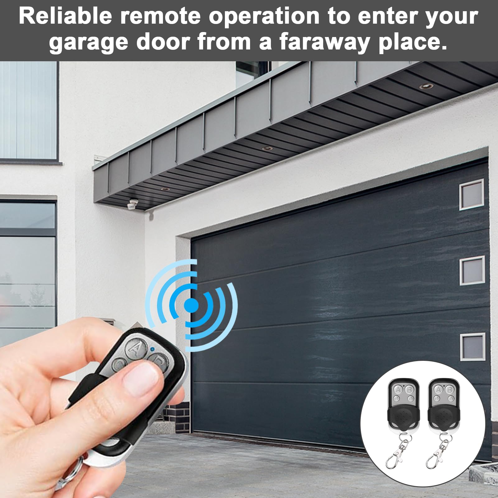 2 Pcs Universal Automatic Gate Remote Control, 433MHz Copy Remote Opener Garage Door Remote Control Fob, 1 - Image 4