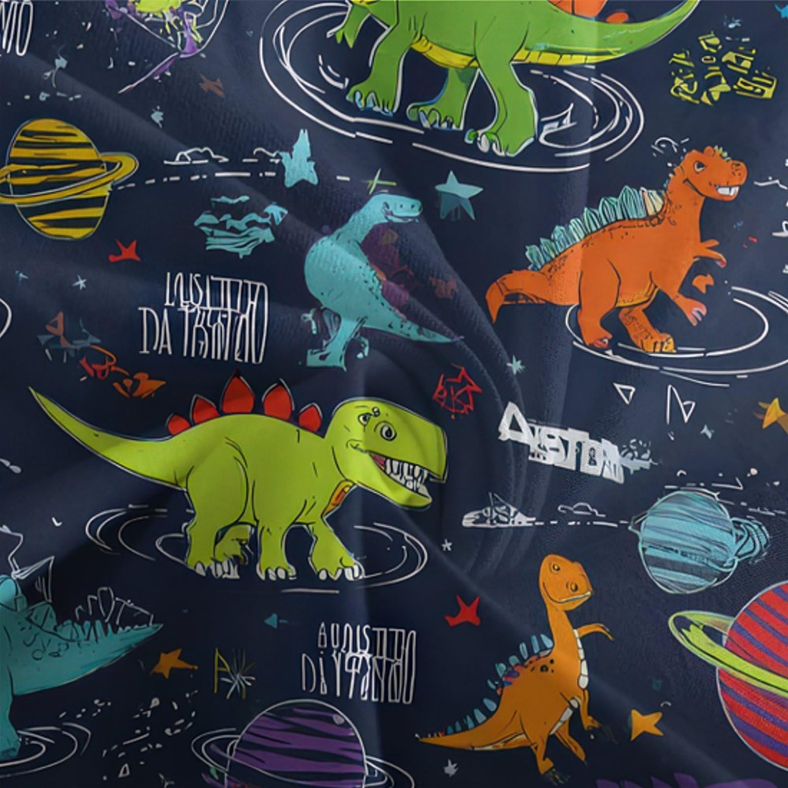 Dinosaurier Raum 3-teiliges Reines Polyester Cartoon Kinder Design Bettbezug, Versteckter Reißverschluss, Krippenbettwäsche, Babysicher & Pflegeleicht King（220x240cm）