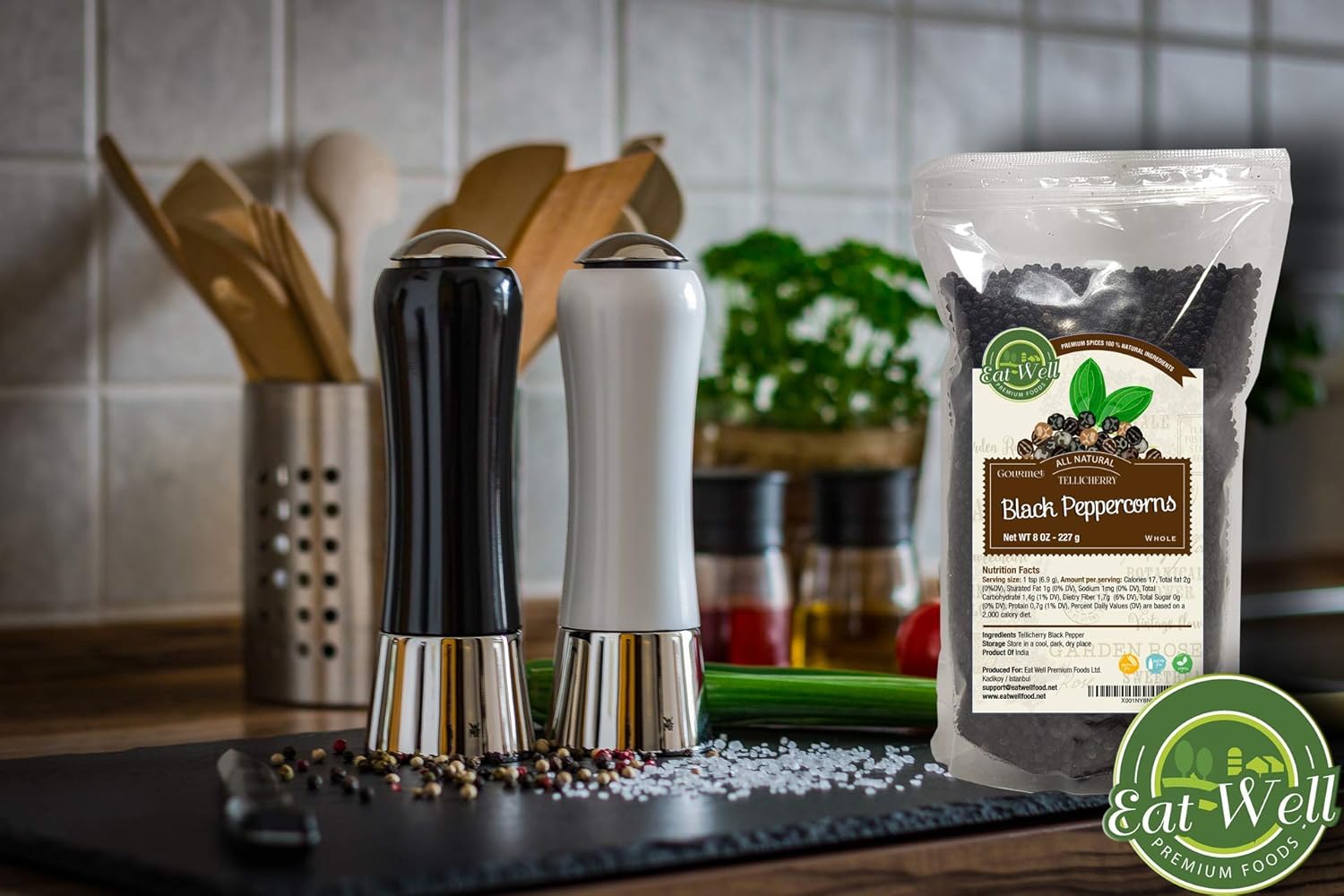 Eat Well Premium Foods- Black Peppercorns Whole 16 oz Reseable Bag, Freshly Packed, Pepper Corn For Grinders Refill : Grocery & Gourmet Food