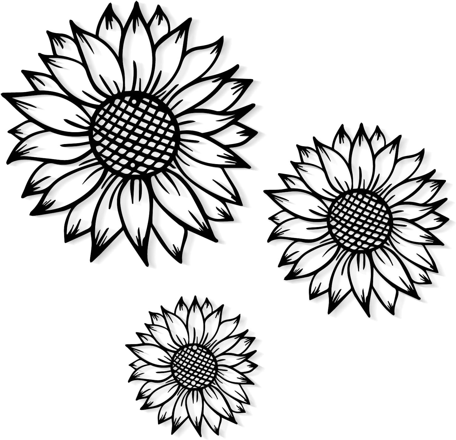 Decoración de Pared 3 Piezas Girasoles Metal