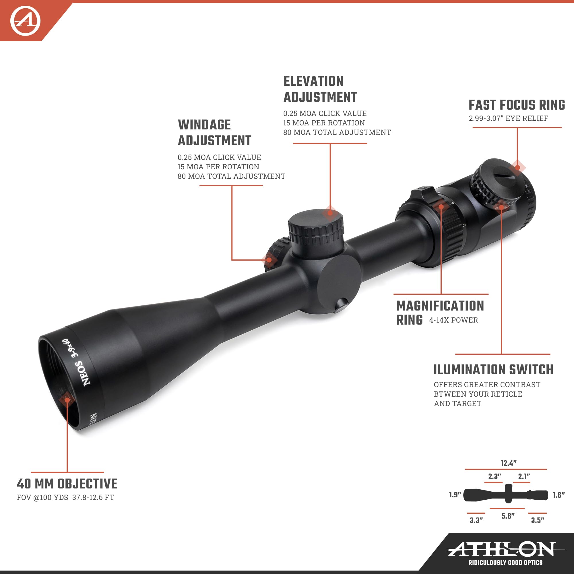 Amazon.com : Neos Scope 3-9X40, Capped, Fixed Focus, 1 Inch Sfp