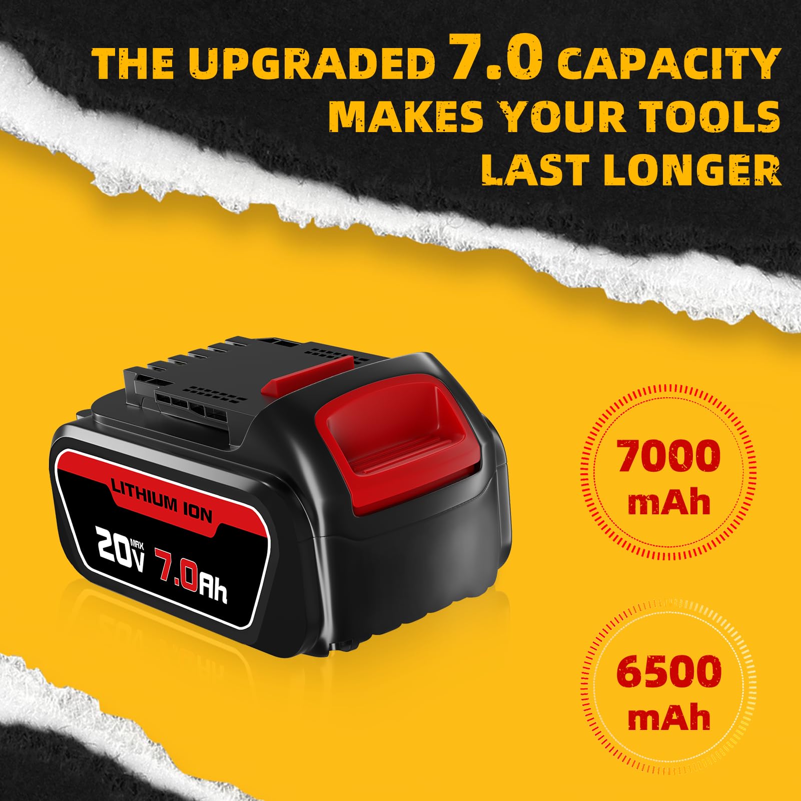 FERRYBOAT 2 Pack 7.0Ah Replacement for Dewalt 20V Max Battery,Compatible with 20 Volt DCB200 Lithium ion Bateria DCB204 DCB206 DCB201 DCB203 DCB181 DCB180 DCD/DCF/DCG/DCS Series