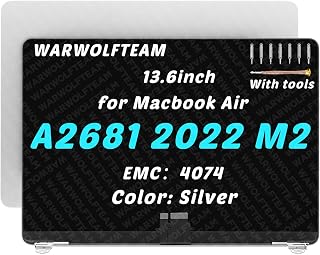 13.6inch Compatible with MacBook Air A2681 2022 M2 EMC 4074 MLXY3LL/A MLY13LL/A 2560 x 1664 LCD LED Screen Display Replacement Whole Hinge-up Assembly (Silver)