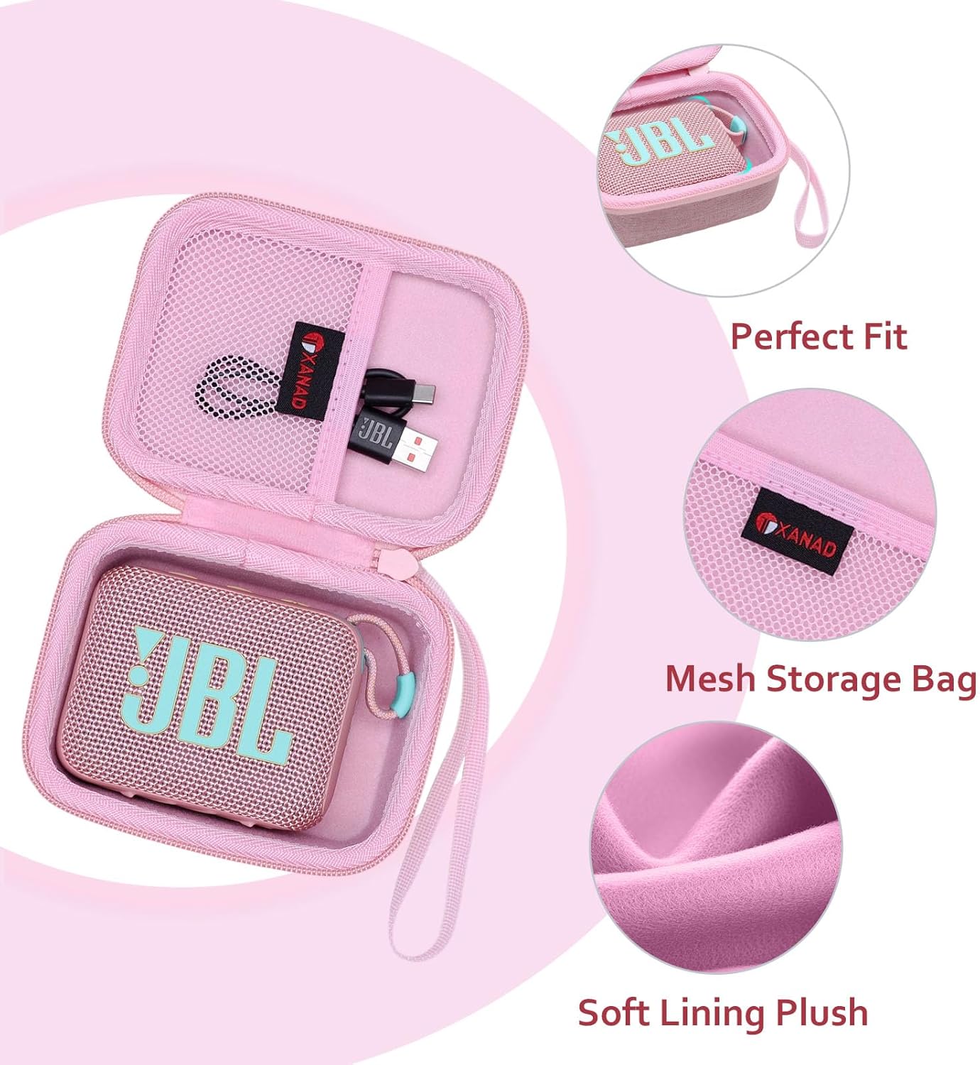 XANAD Hard Case Compatible with JBL Go 4 and Go 3 and Go 3 Eco Ultra-Portable Waterproof Speaker (Pink) - Image 2