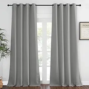 NICETOWN Bedroom Curtain Room Darkening Drapery 102 inches Length - Home Fashion Thermal Insulated Grommet Room Darkening Curtain for Living Room (Silver Grey, 1 Panel, 52 x 102 inches)