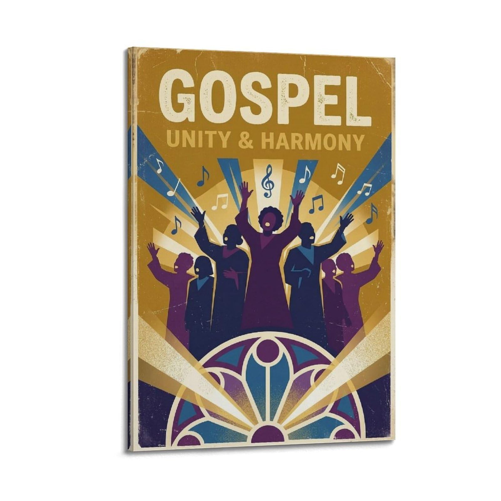 XKUGA Retro Church Gospel Choir Unity & Harmony Christian Poster Modern Decorative Canvas Prints - Ideal Wall Art for Family, Man Cave, Game Room, Boys & Girls Bedroom 24x36inch(60x90cm)