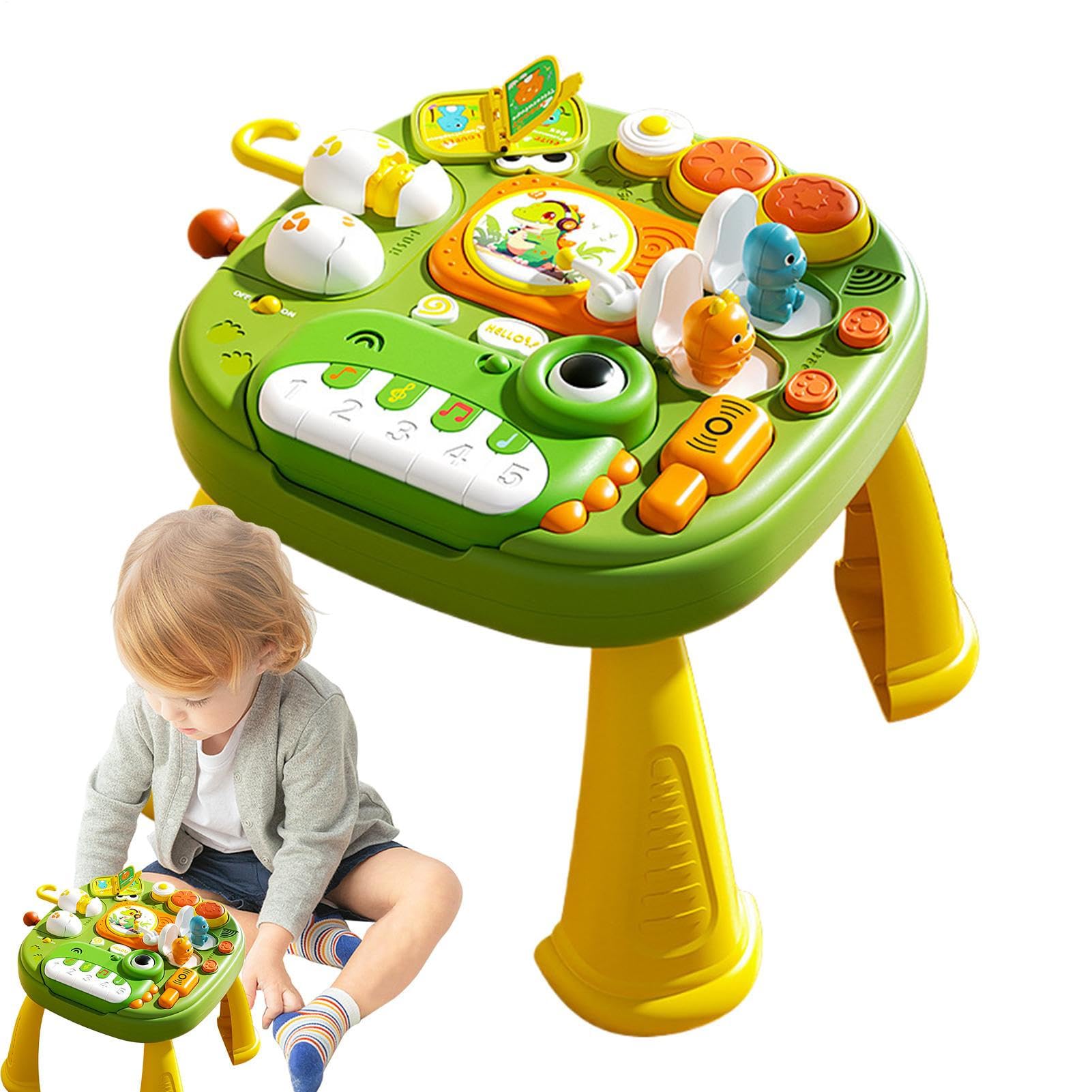 Tavolo attività per bambini, dinosauro centro di apprendimento con musica e luci, giocattolo per pianoforte, materiale ABS, giocattoli educativi gioco interattivo per ragazzi, ragazze dai 3 anni in su
