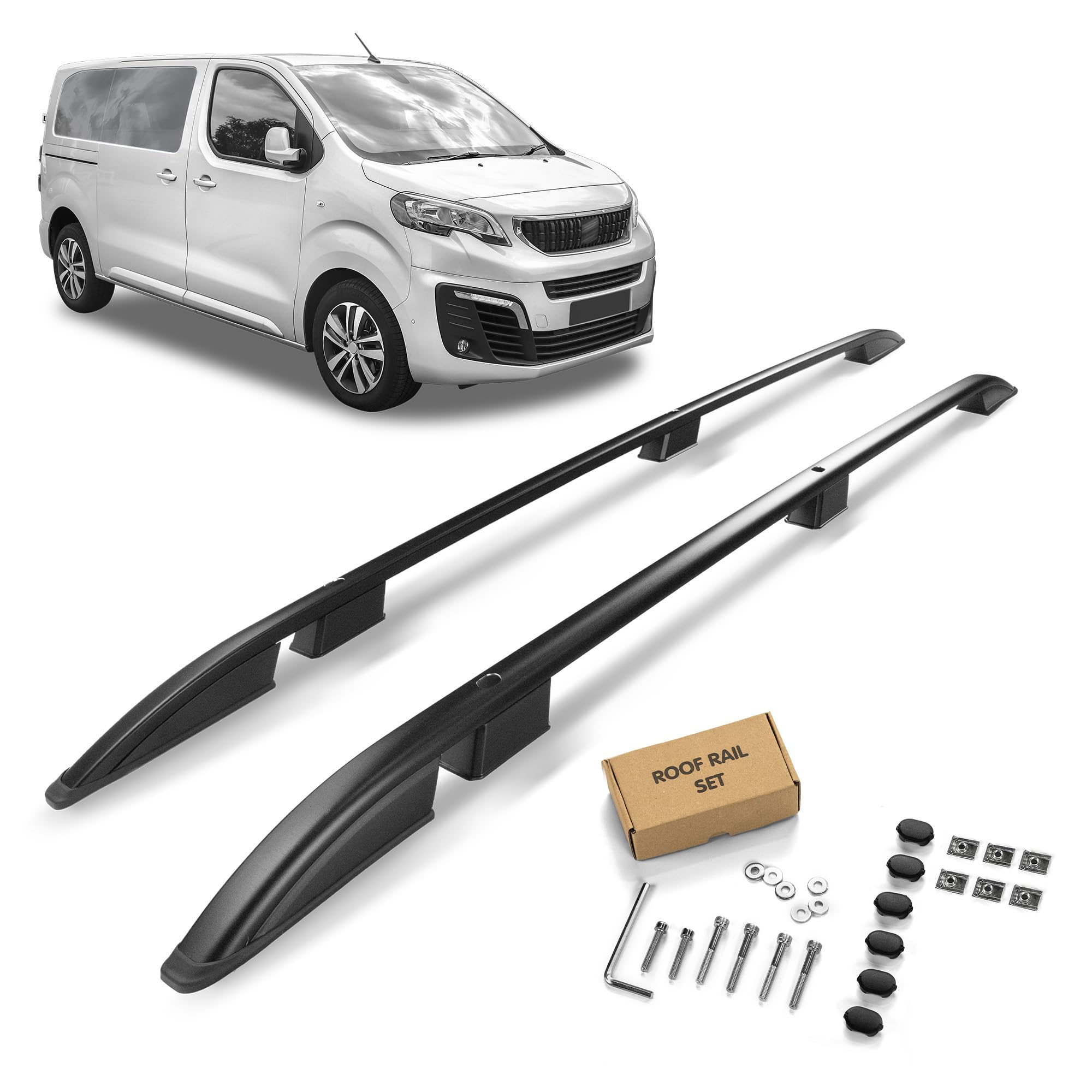 CHROMEMASTER Barras Portaequipajes, Rieles de Techo Compatible con Peugeot Traveller L2 Standard MEDIANO 2016+; Se Utilizan Para el Montaje de Portaequipajes de Techo, Cajas de Techo o Portabicicletas