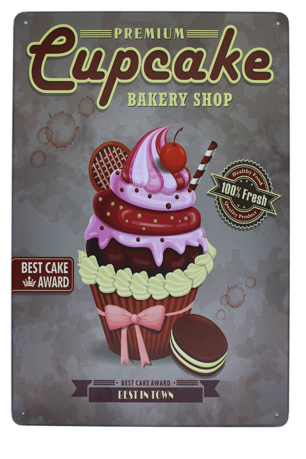 Hioni Cupcake Bakery Shop, Cafe Bar Pub Vintage Metal Poster Sign Plaque Metal Slogan Art Décor