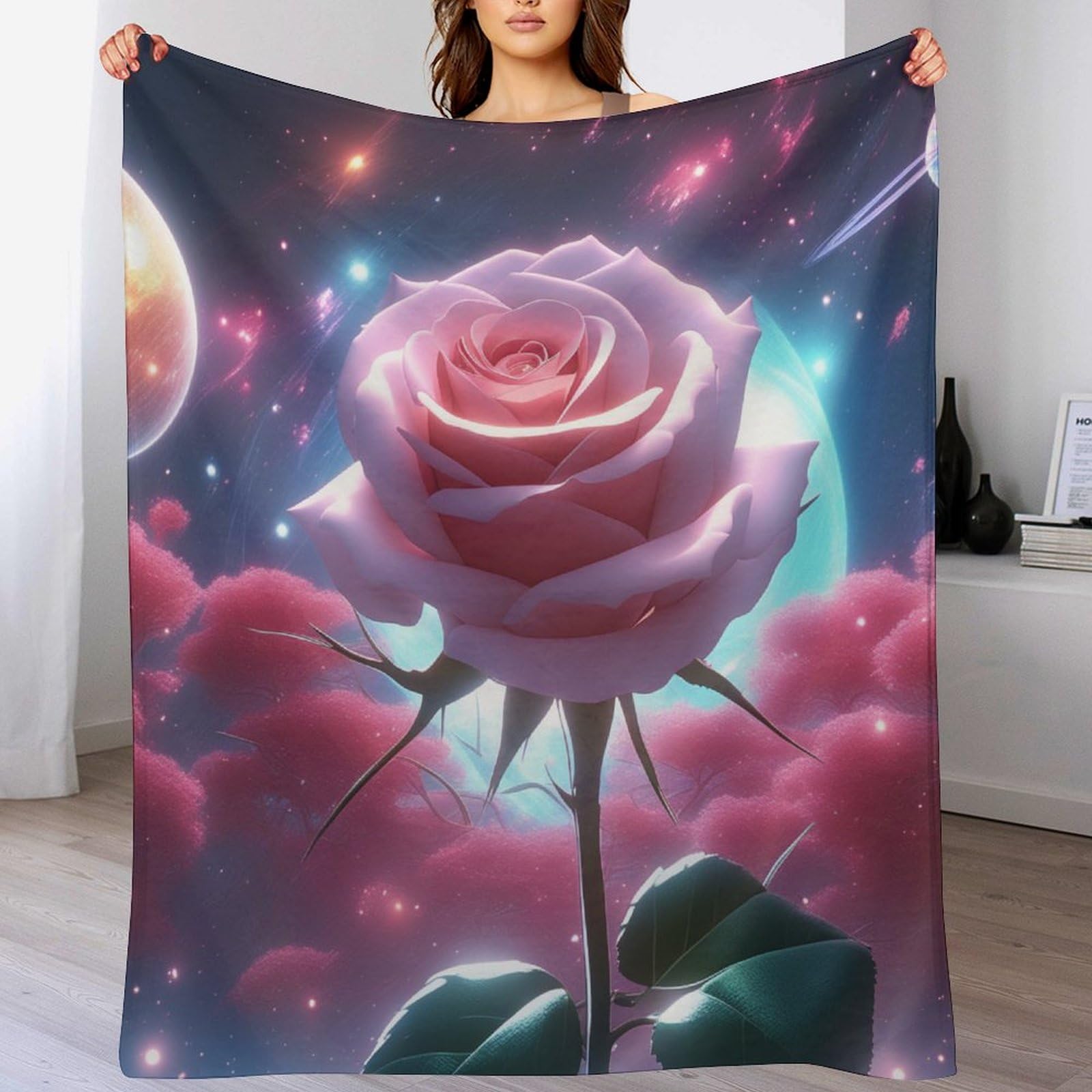 Couverture polaire Rose du Ciel étoilé plaid cadeau idéal