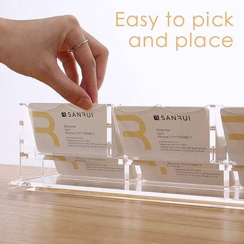 Miniatura 3 de SANRUI Soporte acrílico para tarjetas de visita para escritorio, organizador transparente para tarjetas de visita de escritorio, para exposición,
