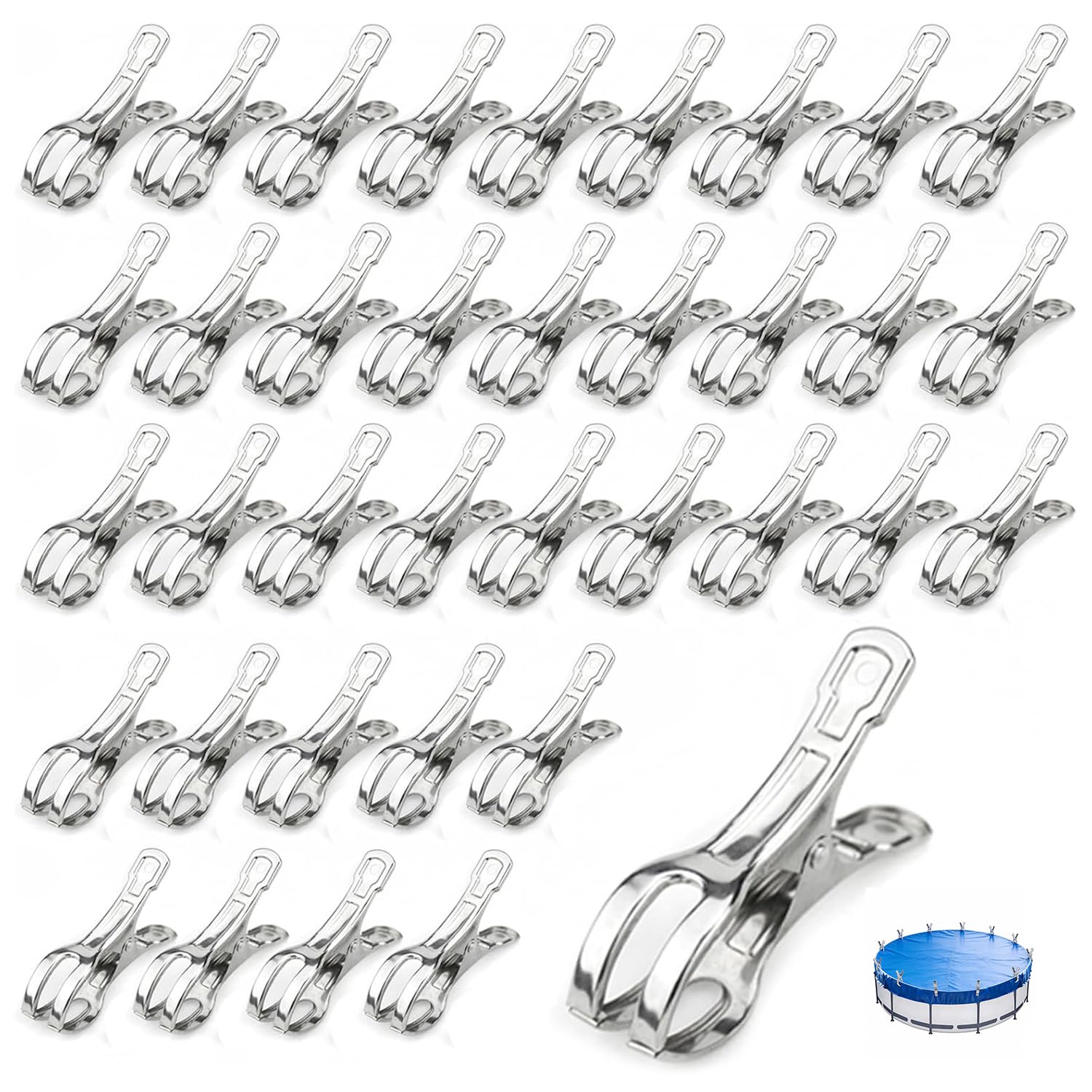 Paquete de 36 clips de cubierta de piscina de 4.5 pulgadas de acero inoxidable clips de cubierta de piscina de metal para toalla de playa, clips de metal para cubierta de alberca, clips de