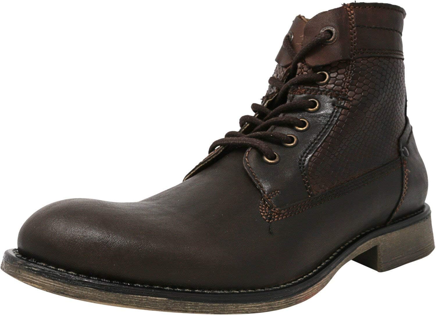 Steve Madden Mens P-Quays Reptile Embossed Ankle Boots, Brown Leather, US 9