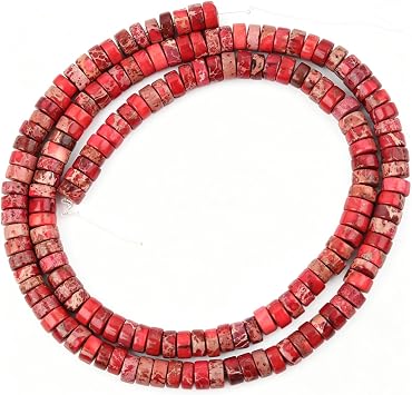 160Pcs 4x2mm Natural Red Sea Sediment Imperial Jasper Heishi Beads 15" | Gemstone Loose Semi Precious Stone Spacer Beads Jewelry Making Design Crafts