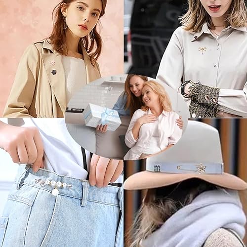 Miniatura 6 de Broche de perlas de imitación con caja, chales de suéter de seguridad con botones de cobertura, alfileres, broches, conjuntos para mujeres, niñas,