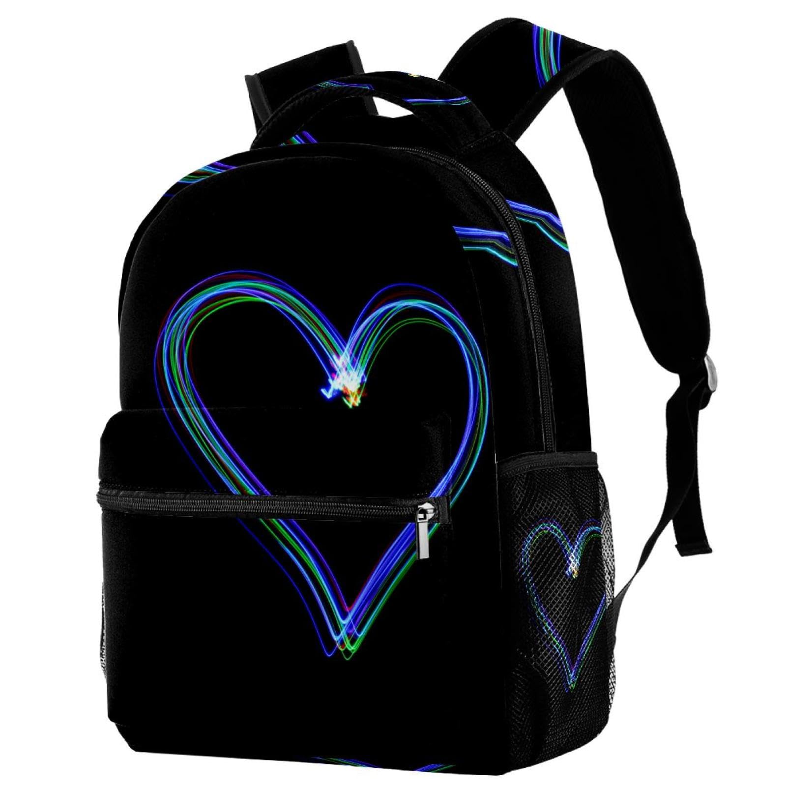Sac à dos multicolore en forme de cœur idéal pour le collège et sorties - 7