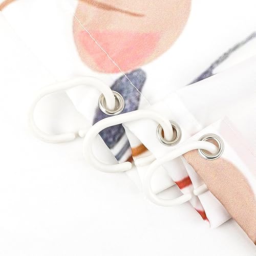 Miniatura 8 de EOBTAIN Cortina de ducha de hojas de plantas de otoño, flores silvestres rosas y hojas marrones sobre blanco, cortina de ducha para baño, cortina de