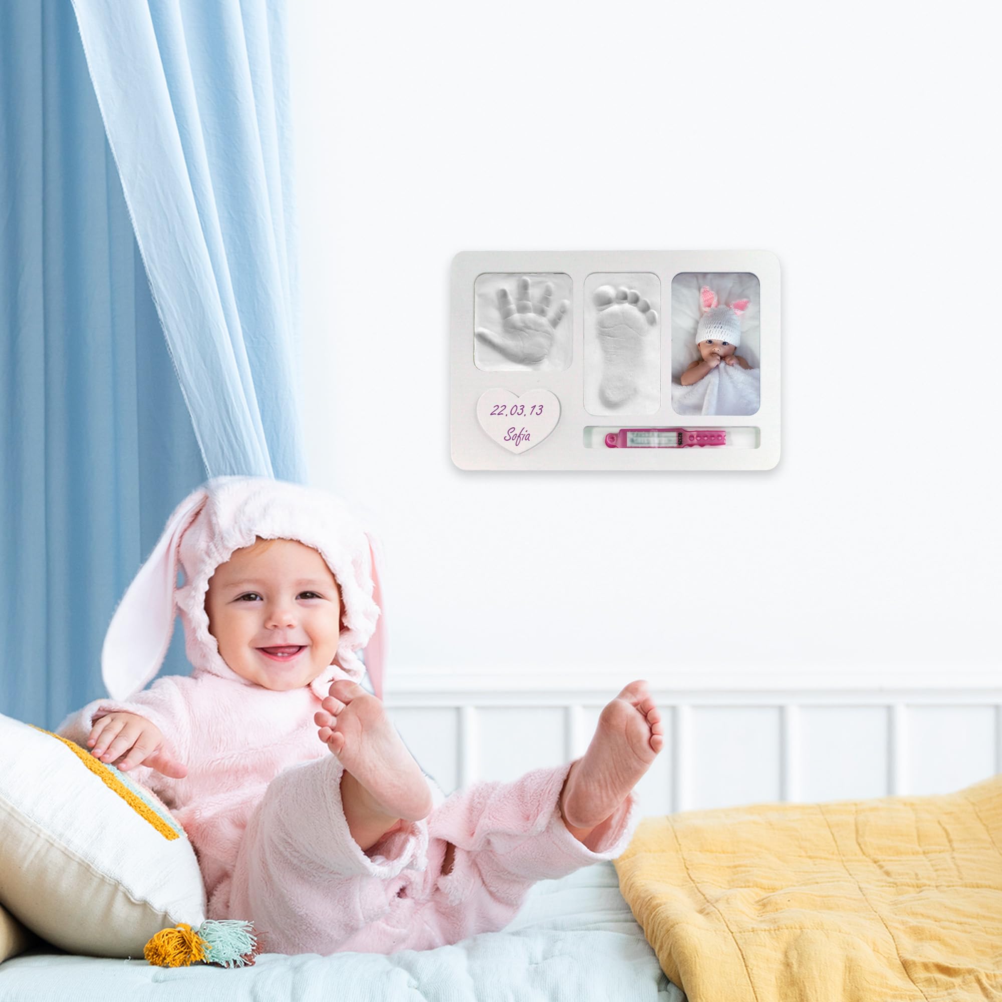 iPiccoli | Cadre pour Empreintes Mains et Pieds Nouveau-né. Design Simple. Cadeau Naissance. Kit Empreintes Enfant. Cadeau Naissance. (30x20cm)