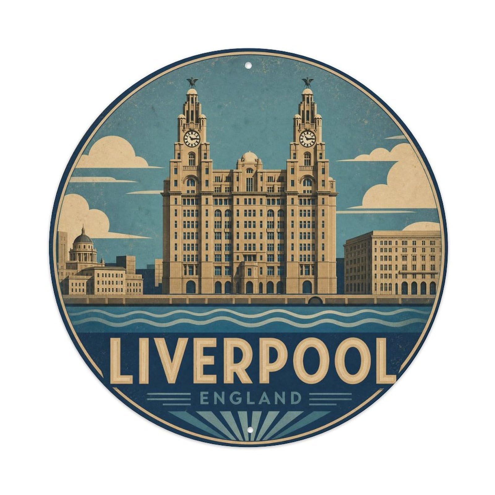 Travel Vintage UK Liverpool Vintage Metal Tin Sign Plaque Wall Decor for Cafe, Club Bar, Office, Garden Metal Poster 8x8Inch