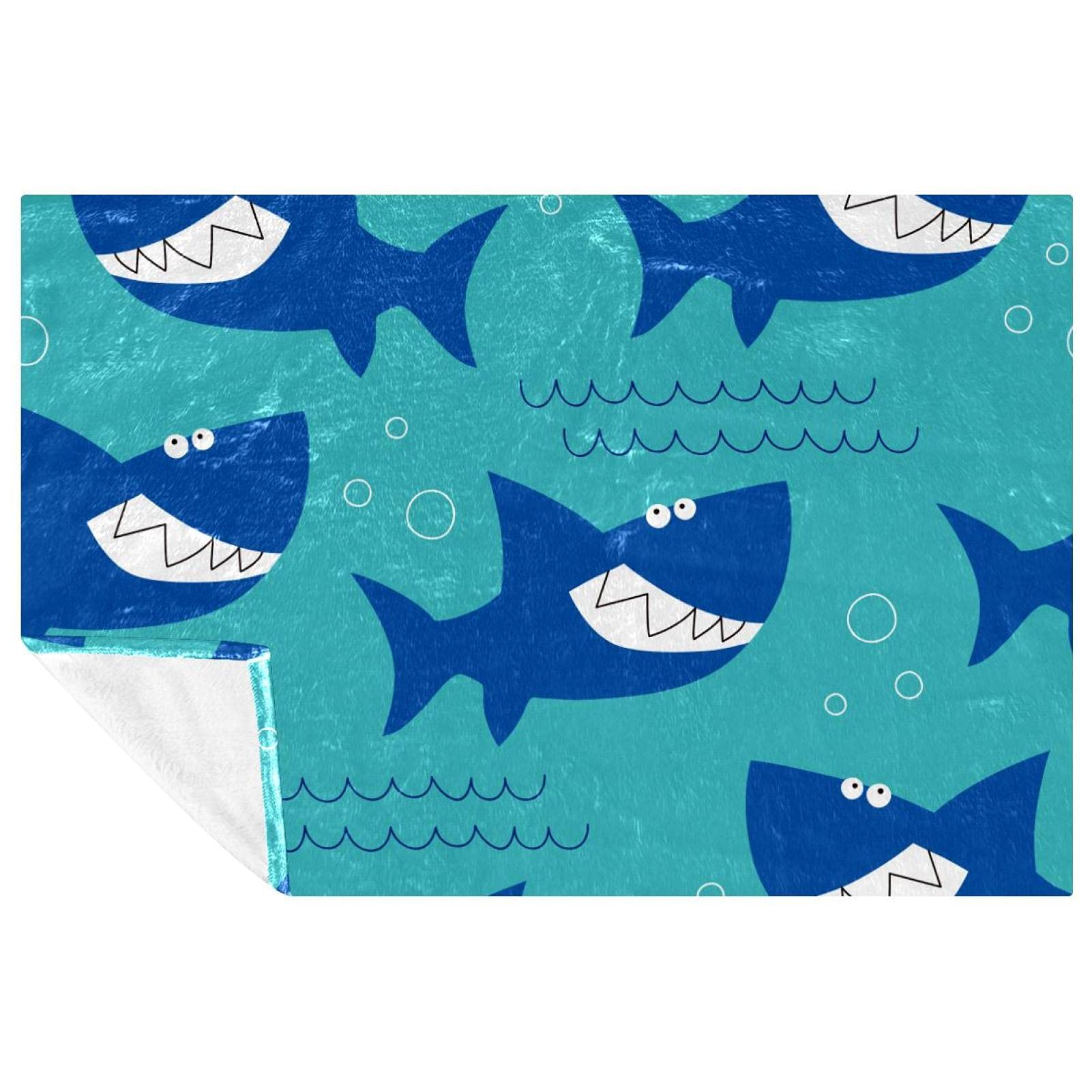 Couverture requin bleu plaid anti-courants d'air lit et canapé 150x100