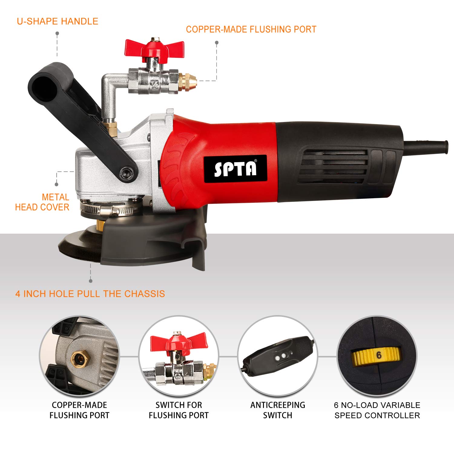SPTA 230V 800W ad Acqua Lucidatrice bagnata a Umido lucidatrice elettrica per Pietra con velocità variabile, per Marmo, Cemento, Granito, terrazzo