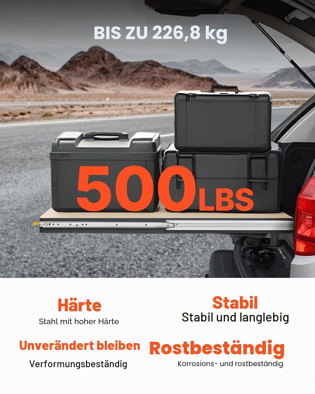 VEVOR 1 Paar Schubladenschienen mit Vollauszug 1219 mm, 226 kg Tragkraft, Schubladenführungen, Doppelverriegelungsdesign, seitlich montierte Teleskopschienen für Regale, Schränke, Industrieschubladen