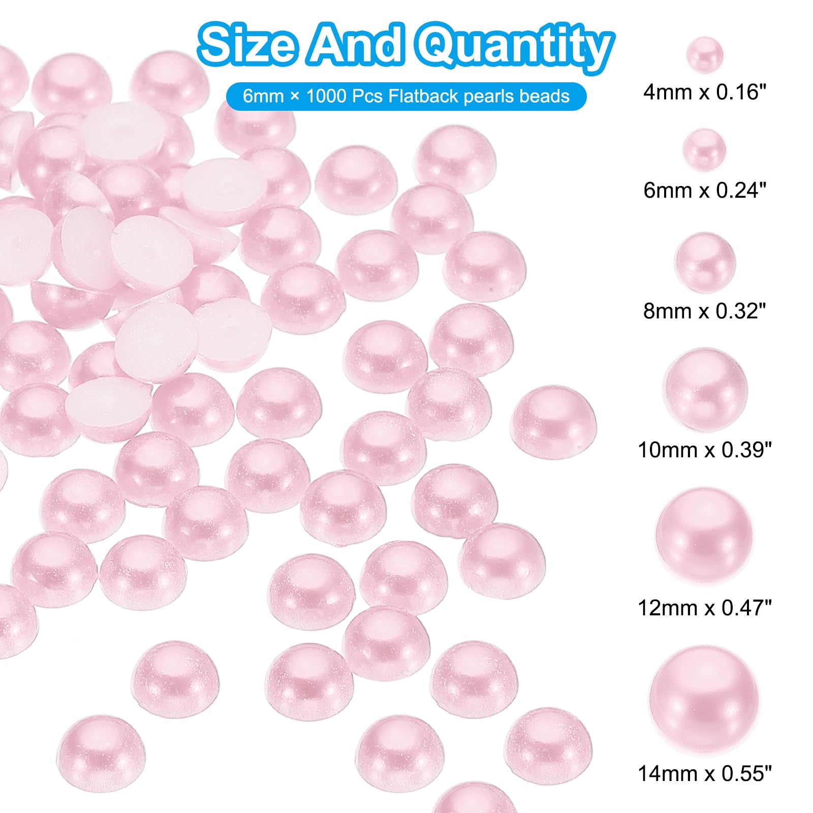 PATIKIL 1000Pcs Flatback Pearls Beads for Crafting 6mm Half Round Resin Beads Flatback Pearls for Nail Charms Handmade Phone Case Embellishment - Image 2