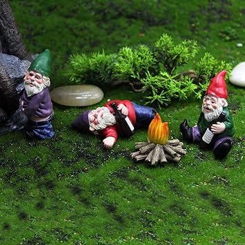 Garden Gnomes 4pcs Fairy Garden Accessories Collectible Figurines Miniature Gardening Gnomes Figurines Ornaments, Resin Drunken Gnome Garden Decorations