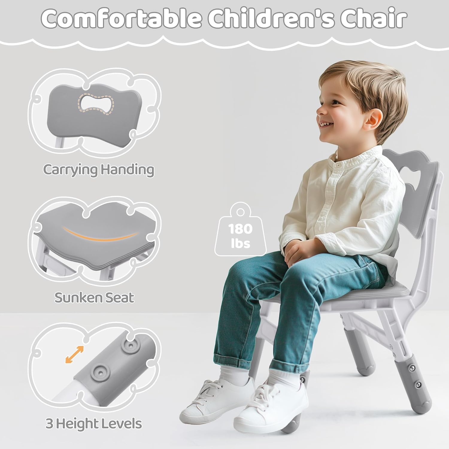 Toddler Table and 4 Chairs Set, Height Adjustable Kids Table and Chair Set, 31.5''L x 23.6''W, Marble Pattern & Graffiti Desktop, Children Multi-Activity Table for Home/Daycare/Classroom