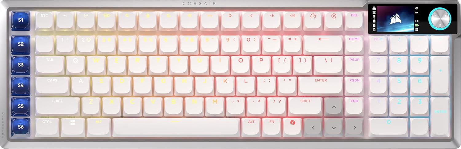 Vanguard AIR 99 Wireless RGB Gaming Keyboard – US QWERTY – White | 99% Layout, Low-Profile, Optical-Mechanical, OPX Switches, 8000Hz, Stream Deck Integration, Flashtap SOCD