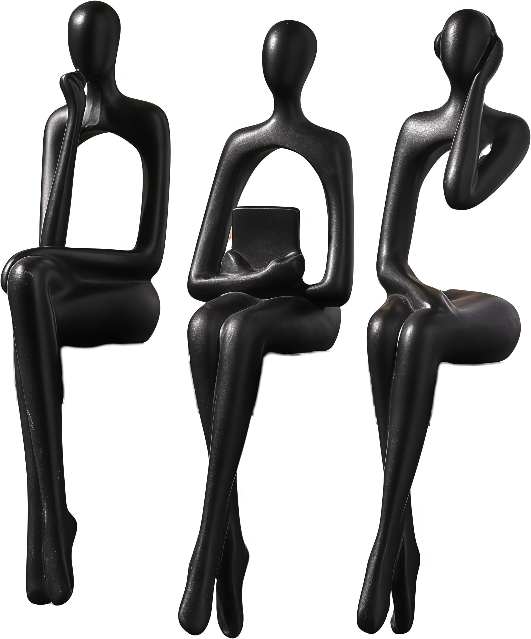 Black Abstract Resin Sculpture Ornament Art Figurine Modern Home Decor Accents for Office, Bookshelf, TV Stand, Table, Living Room (SHBA3127005)