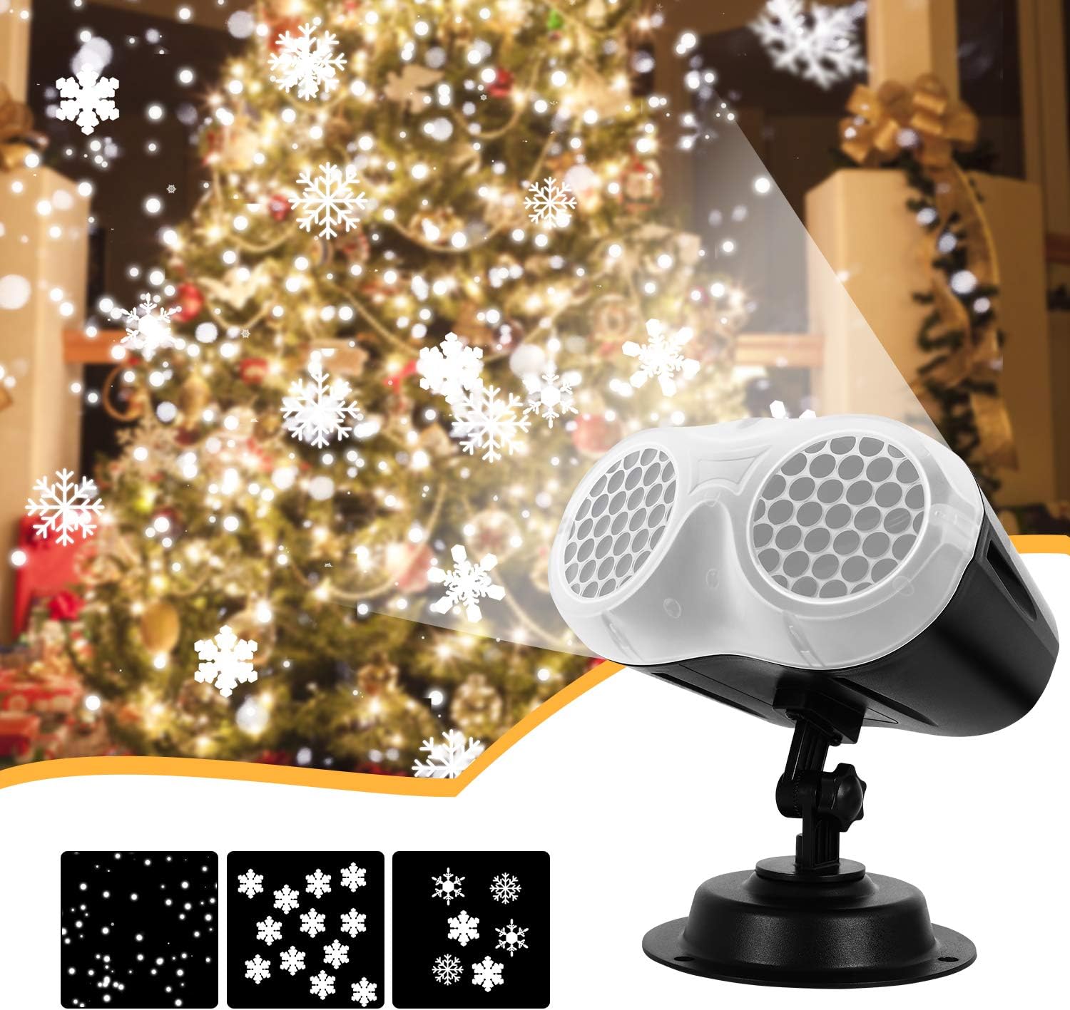 Christmas Projector Lights, KMASHI Upgrade Dynamic Snowflake Projector Lights, Snowfall Light Show, Waterproof, for Christmas, Halloween, Party, Wedding and Indoor,Outdoor Decorations