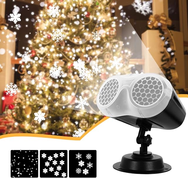 Christmas Projector Lights, KMASHI Upgrade Dynamic Snowflake Projector Lights, Snowfall Light Show, Waterproof, for Christmas, Halloween, Party, Wedding and Indoor,Outdoor Decorations
