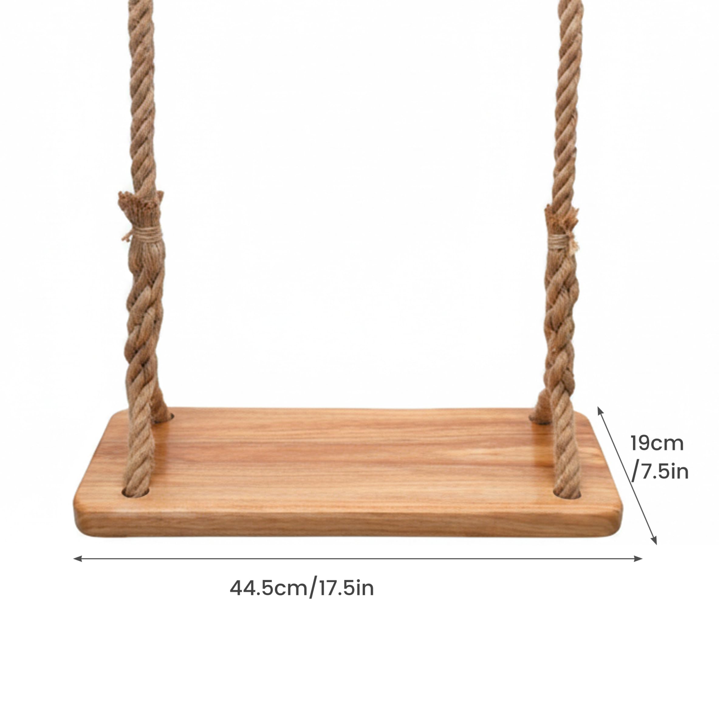 Altalena da giardino per adulti, altalena in legno per bambini e adulti, alternativa al trapezio in olmo spesso con corda resistente, giardino interno/esterno con capacità di 660 libbre, sedile 15, 75