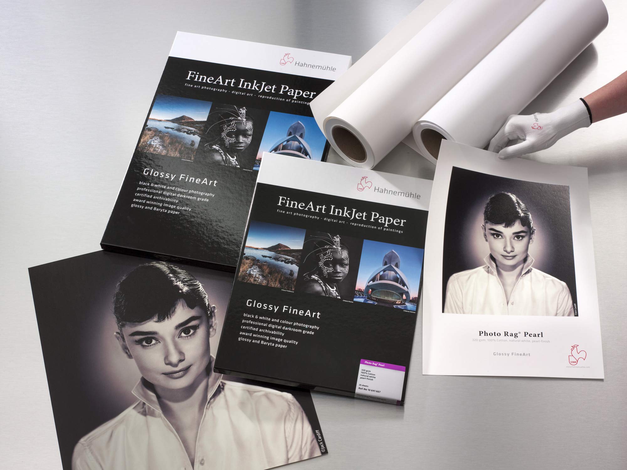 Hahnemühle 10641666 Digital FineArt Photo Rag Pearl Papier, 320 g/m², DIN A3, 297 x 420 mm, naturalna biel