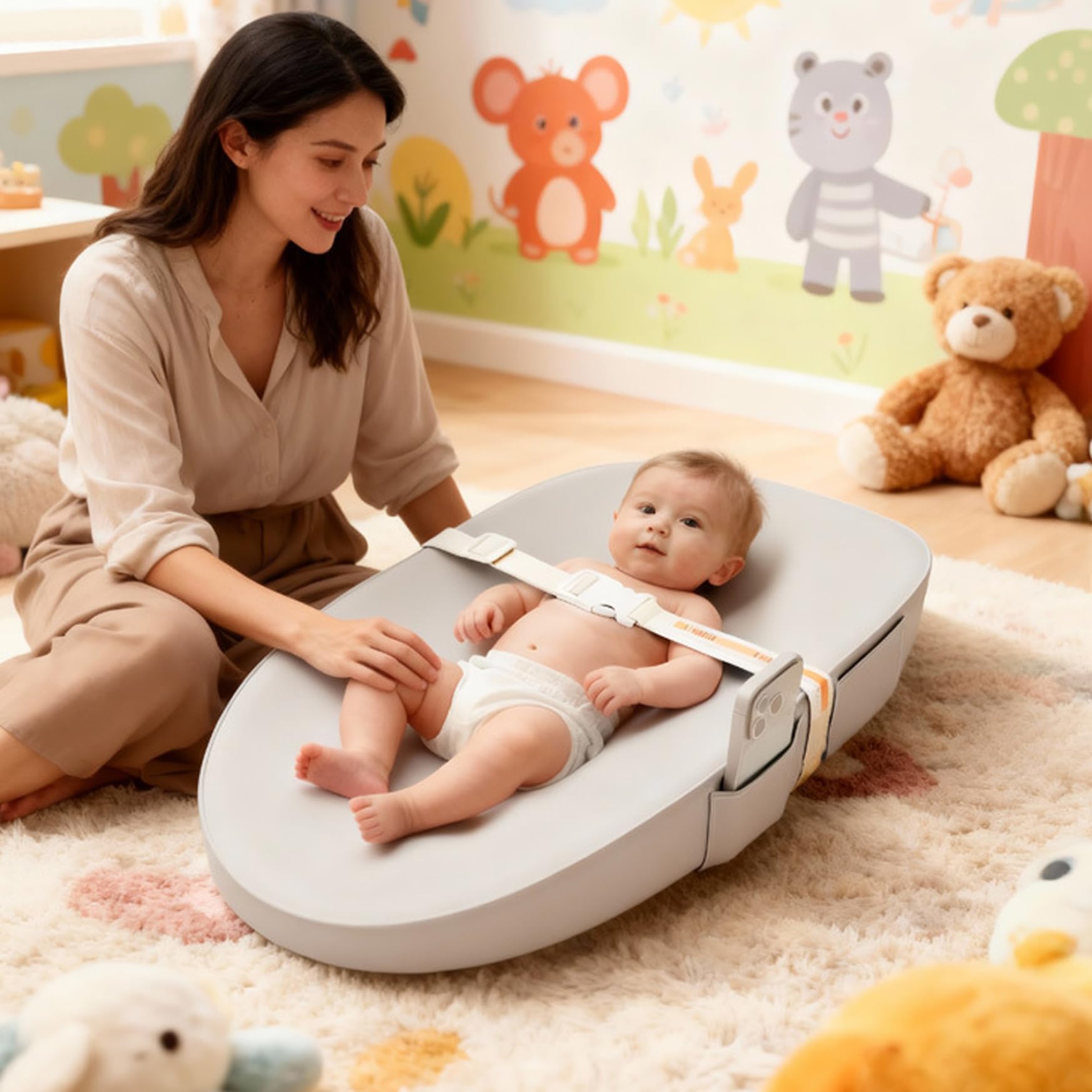 Cambiador para cómoda de 31.5 x 16 pulgadas, impermeable, suave para la piel, de PU, con hebilla de seguridad, fácil de limpiar, almohadilla de esponja suave y elástica para padres primerizos.